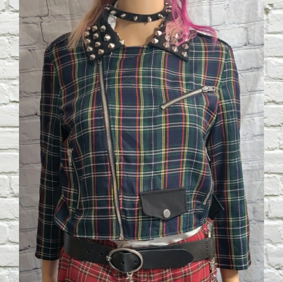 Lip Service Green Plaid Stud Jacket - Picture 3 of 11